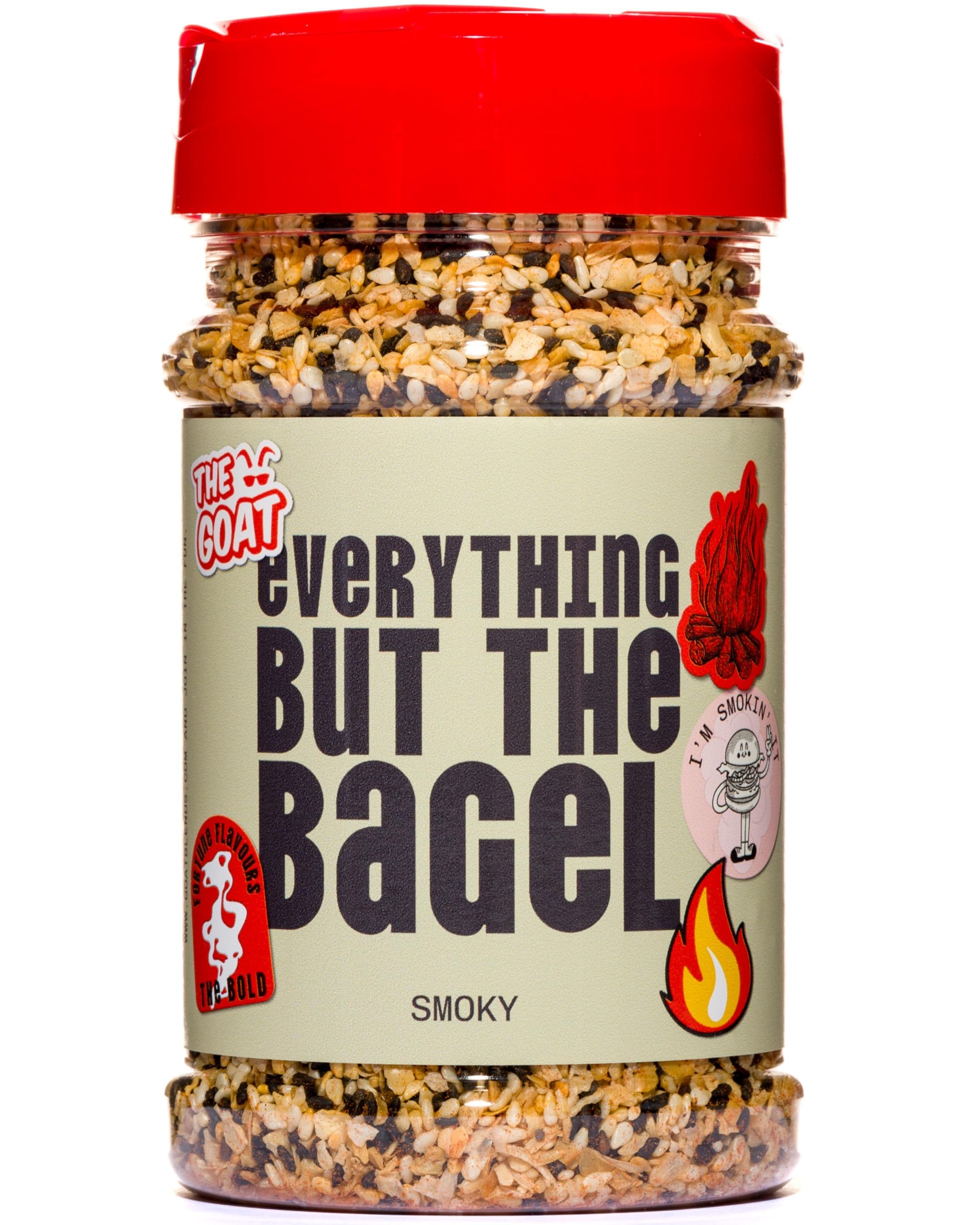 The GOAT Smoky Everything But The Bagel Seasoning Jumbo 180g Shaker - All Purpose Finishing Spice for Meat and Vegetables with Toasted Sesame and Poppy Seeds, Gourmet Artisan UK Made Blend