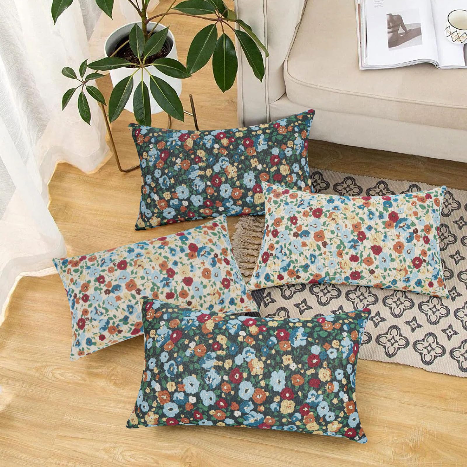 Amazon.com: Vintage Embroidery Floral Pillow Coveres 12x20 for