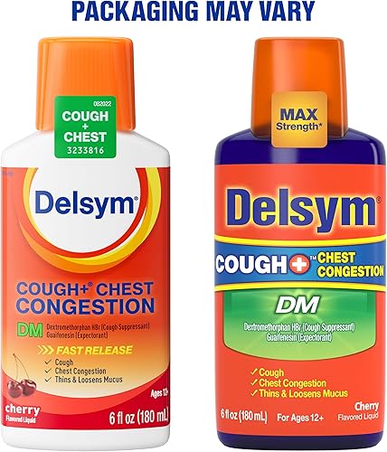 Miniatura 4 de Delsym Max Strength Delsym Cough Plus - Líquido DM para la congestión del pecho, sabor a cereza, 6 onzas líquidas, alivia la tos, la congestión del