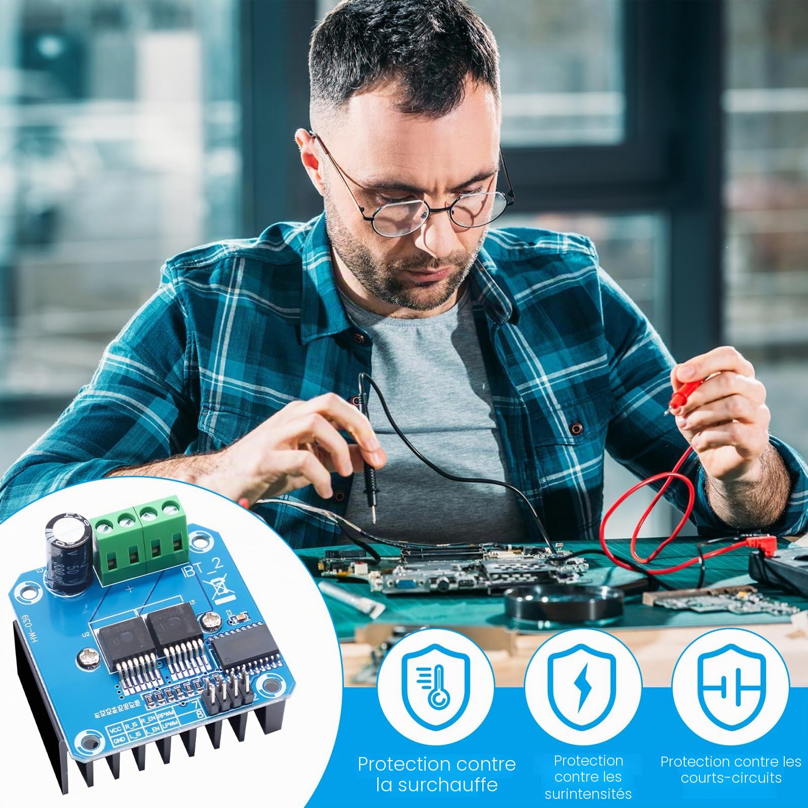 BTS7960 Motor Driver Module Ulegqin BTS7960 43A Pilote de Moteur modules, Haute Puissance Double DC Stepper Motor Driver Module de Pilote de Voiture Intelligente pour Arduino(2 pièces)