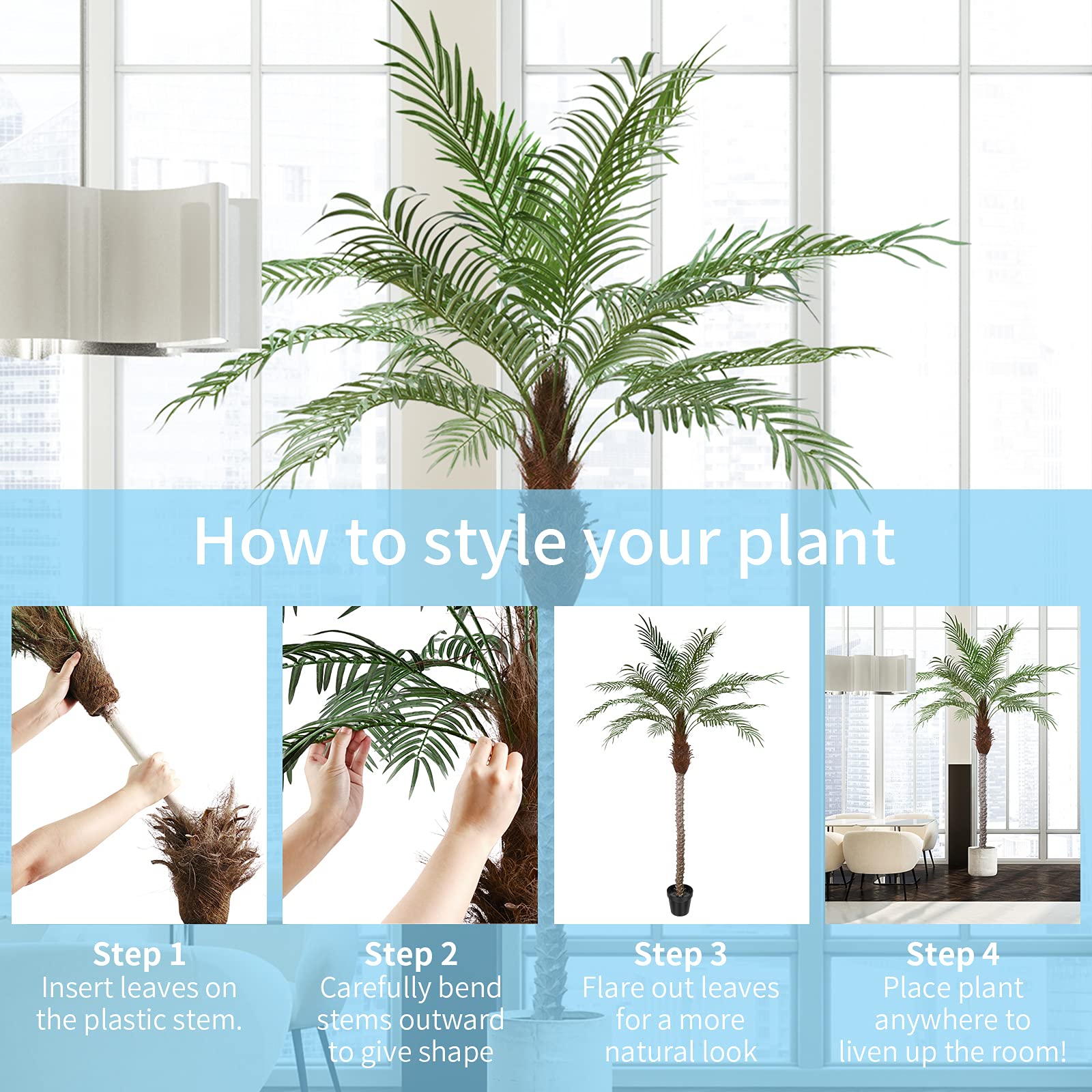 AnTing Artificial Palm Tree 8.5ft Tall Trees Artificial Indoor Outdoor