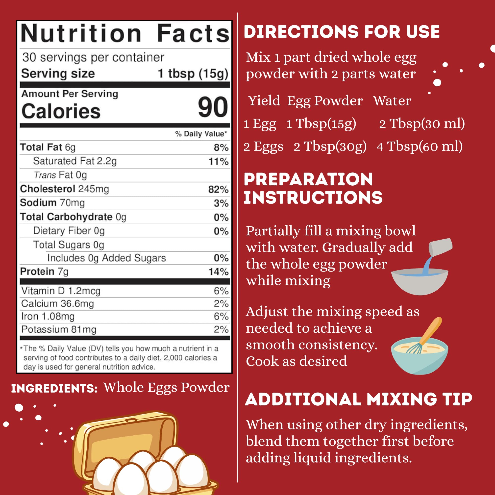 Eggylicious Ganzes Ei Pulver, getrocknete natürliche Proteinpulver, hergestellt aus frischen Eiern, weiß & Yolk gemischt, pasteurisiert, nicht-GVO, keine Zusatzstoffe 1lbs (16oz)
