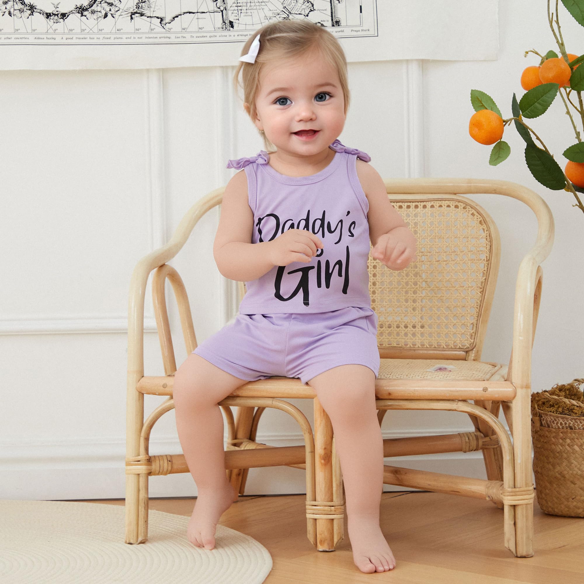 Fernvia Toddler Kids Baby Girl Summer Clothes 2T 3T 4T 5T 6T 7T Sleeveless Tank Tops Shorts Set 2Pcs Outfits (B-Purple, 4-5 Years)