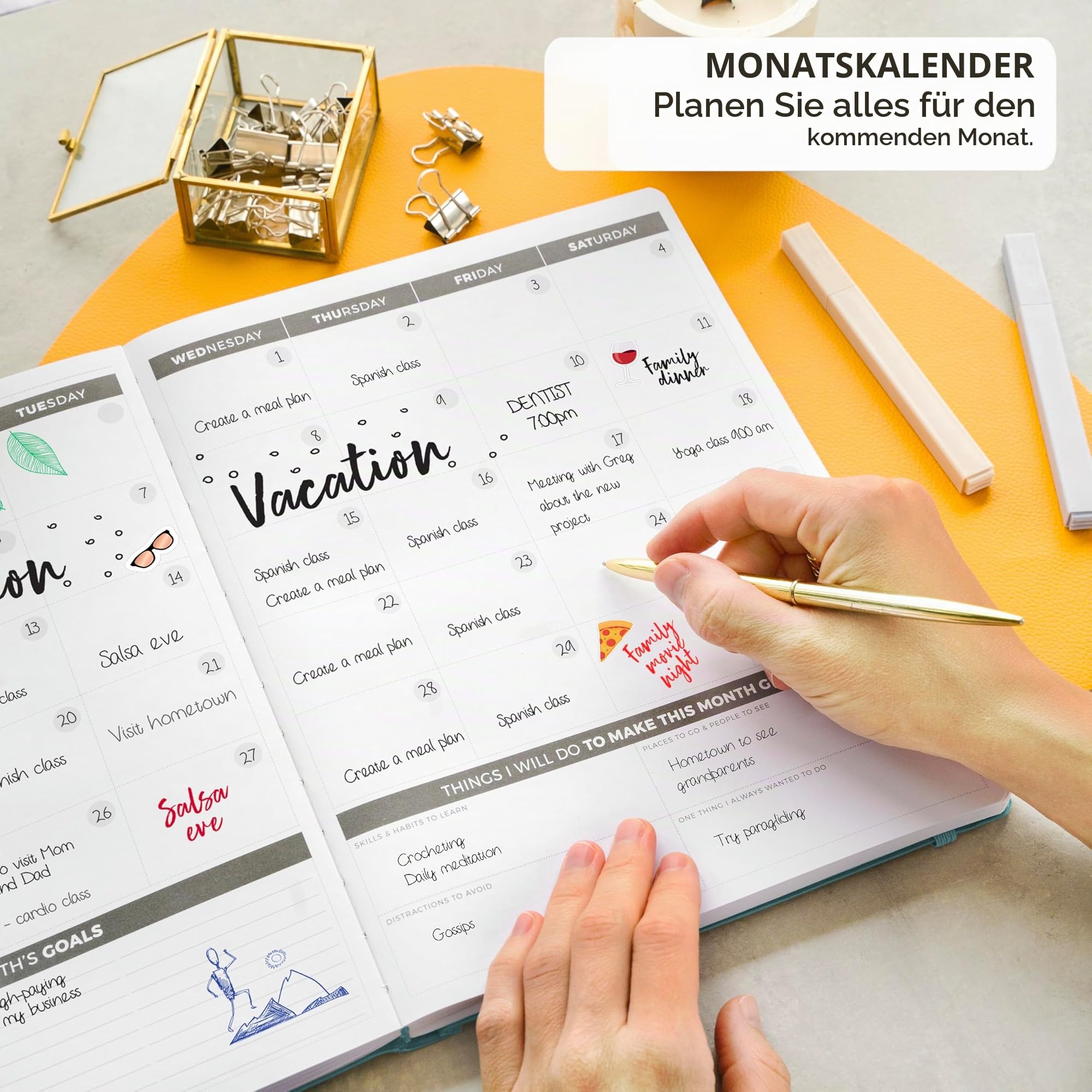 Clever Fox Planner PRO - Wöchentlicher und monatlicher Lebensplaner für mehr Produktivität, Zeitmanagement – Organizer - undatiert 1 Jahr - Softcover, 21.5 x 28cm (Aquamarin, Englisch)