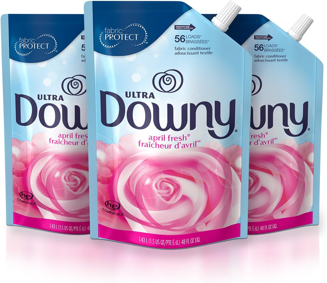 Ultra Laundry Fabric Softener Liquid, April Fresh Scent, 168 Total Loads (Pack of 3)