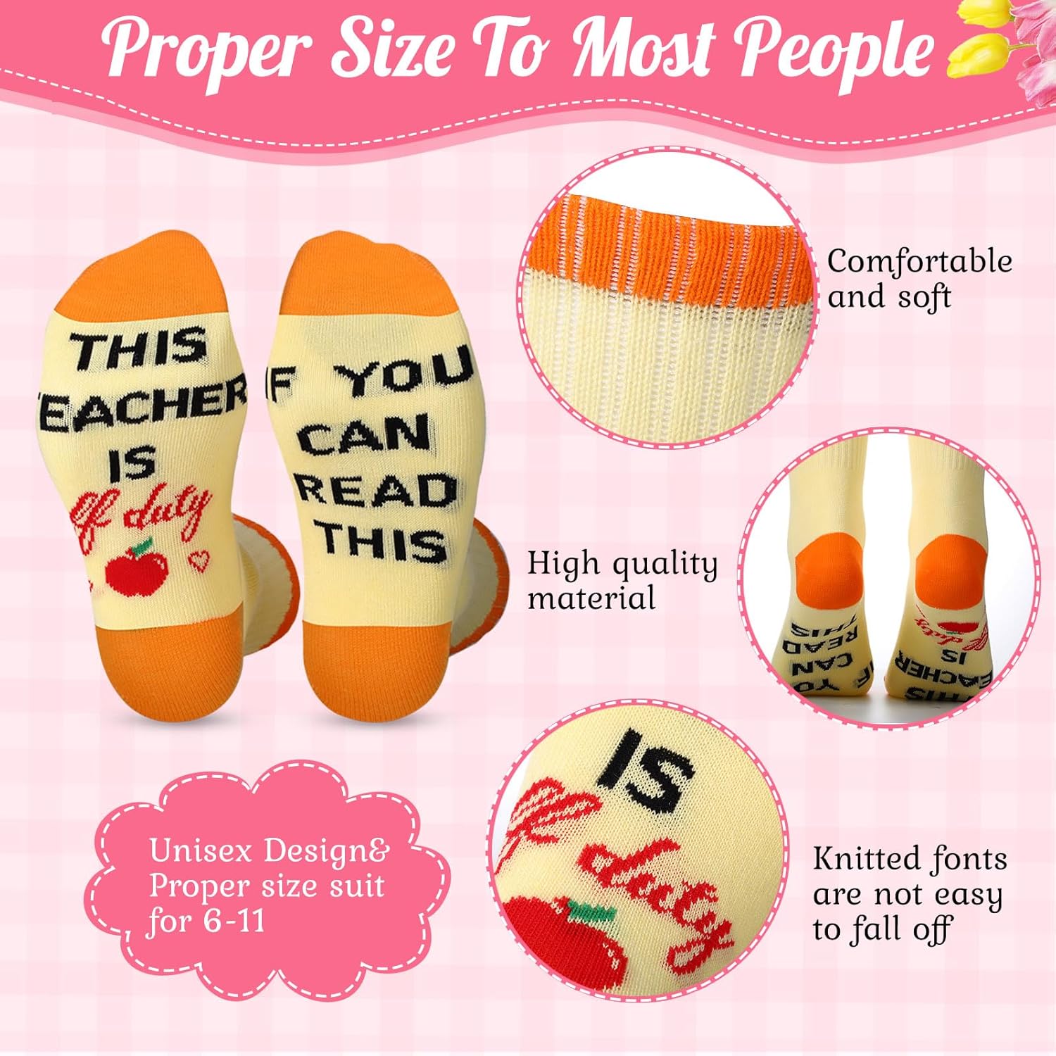 Shinymoon 28 Pcs Teacher Appreciation Gifts Bulk If You Can Read This Teacher Socks 14 Style Thank You Makeup Bags for Graduation Teachers Day Back to School Gifts(Vibrant,White,Polyester)
