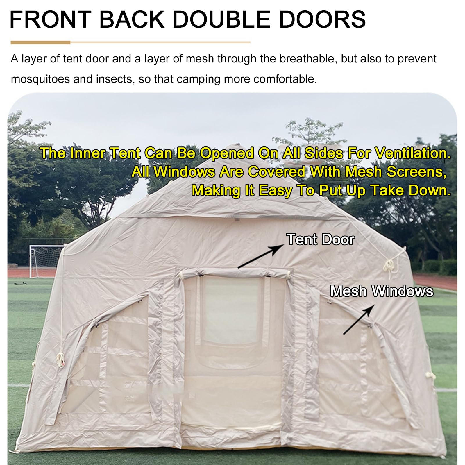 Tenda da Campeggio Gonfiabile con Pompa, Tende Ad Aria per 4 Stagioni di Facile Installazione con Struttura Gonfiabile Tutto in Uno, Tenda Gonfiabile per Famiglie Numerose per 2-6 Persone