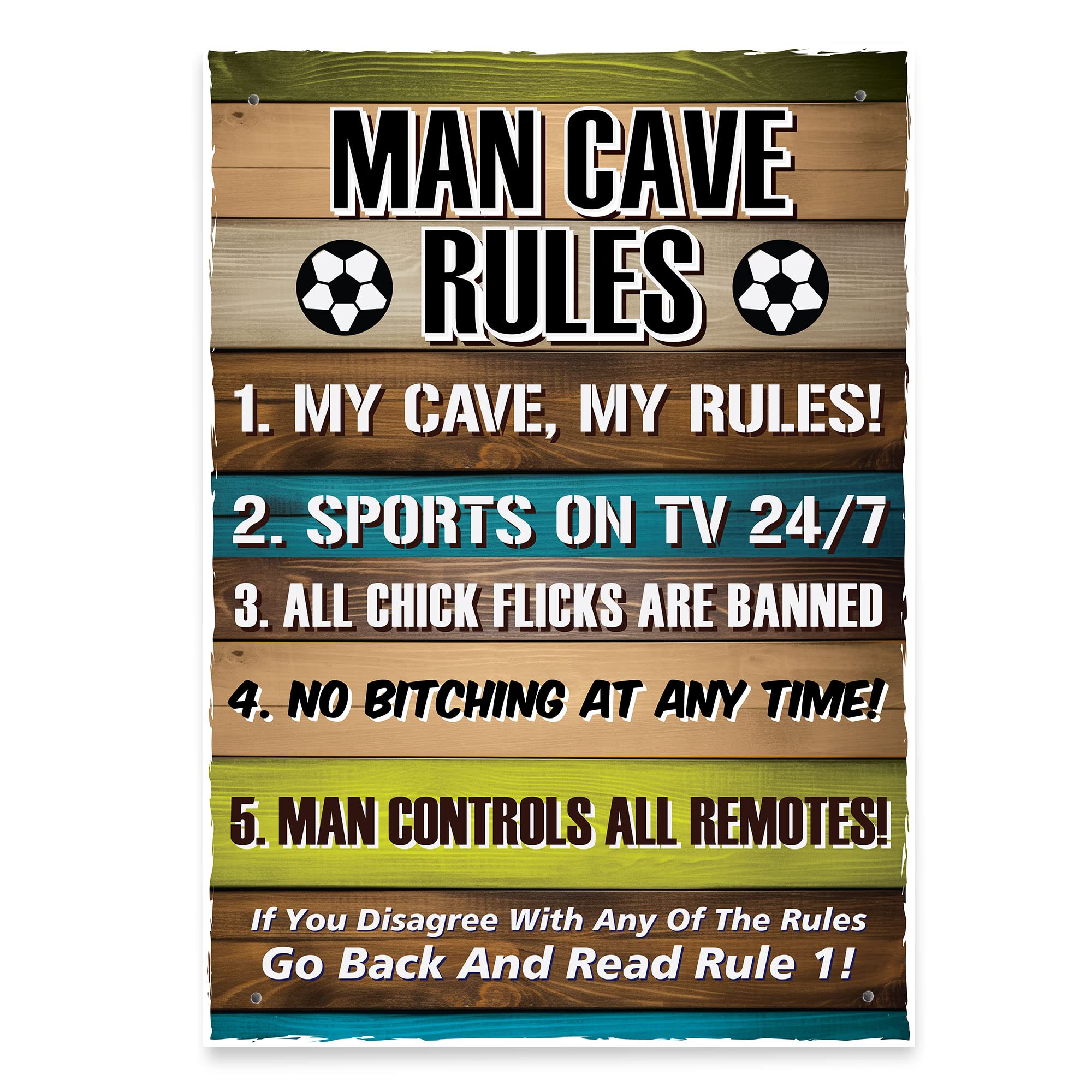 Red Ocean Man Cave Rules Novelty Wall Plaque Gift Ideas For Men - 29.7cm x 21cm - Accessories for Man Caves Kitchens & Offices - Funny Man Cave Decor Accessories For Men Him Dad Brother