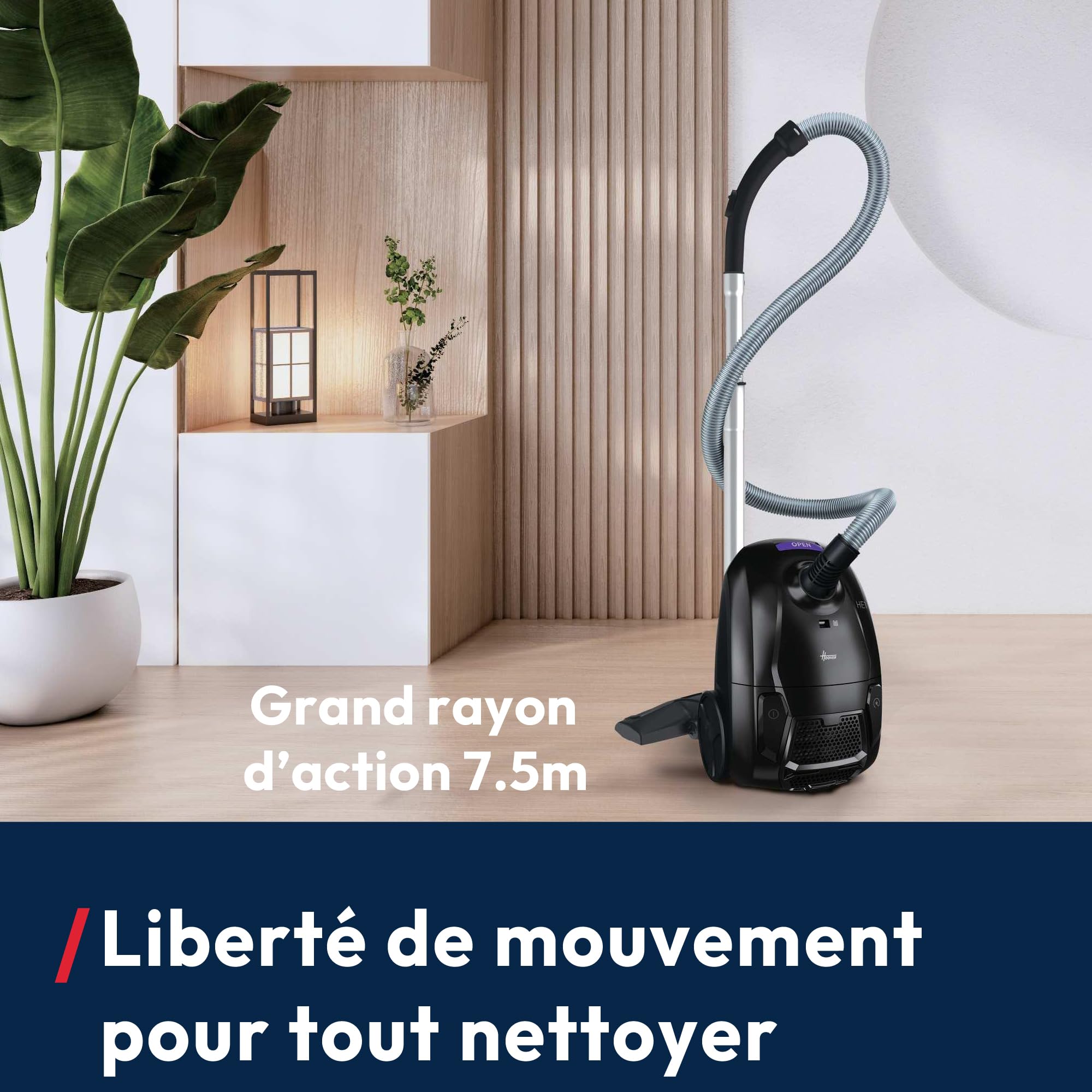 Hoover HE1 Home Aspirateur traineau avec Sac Compact Puissant 700W, Léger, Haute Performance, Brosse Tous Sols, Filtre EPA Lavable, Capacité 2,5L, Accessoires 2en1, Vidage Facile, HEZ107HM