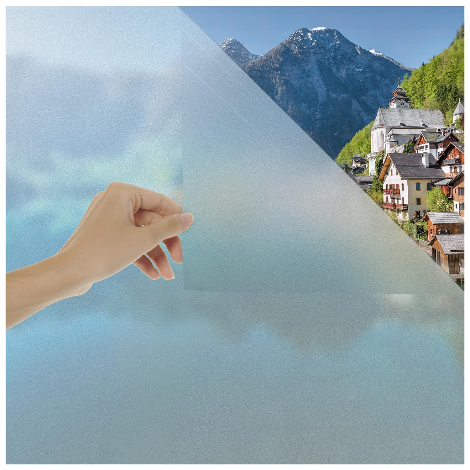 Blumtal Fensterfolie 44,5x200 cm Blickdicht & statisch haftend + Rakel - zuschneidbare Sichtschutzfolie + UV-Schutz - Milchglasfolie selbstklebend Fenster - Fensterfolie selbsthaftend Frosted-Look