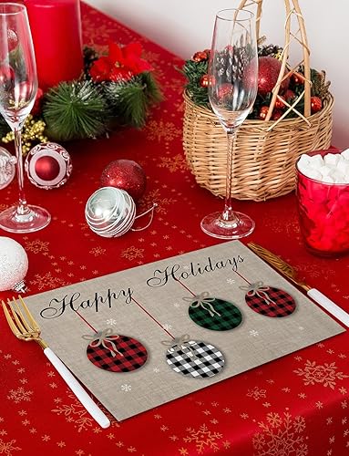 Vista 521 de Juego de 6 manteles individuales rojos para el día de San Valentín, diseño de corazón de San Valentín, resistentes al calor, lavables, manteles