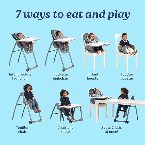 Miniatura 2 de Graco Table2Table Premier Fold 7 en 1 Silla alta convertible  Se convierte en asiento elevador de comedor mesa para niños y más Maison