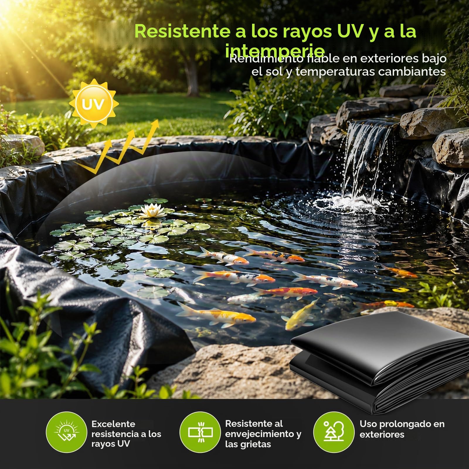 4x6m Lona para Estanque, HDPE Revestimiento de Estanque 0.2 mm de Espesor