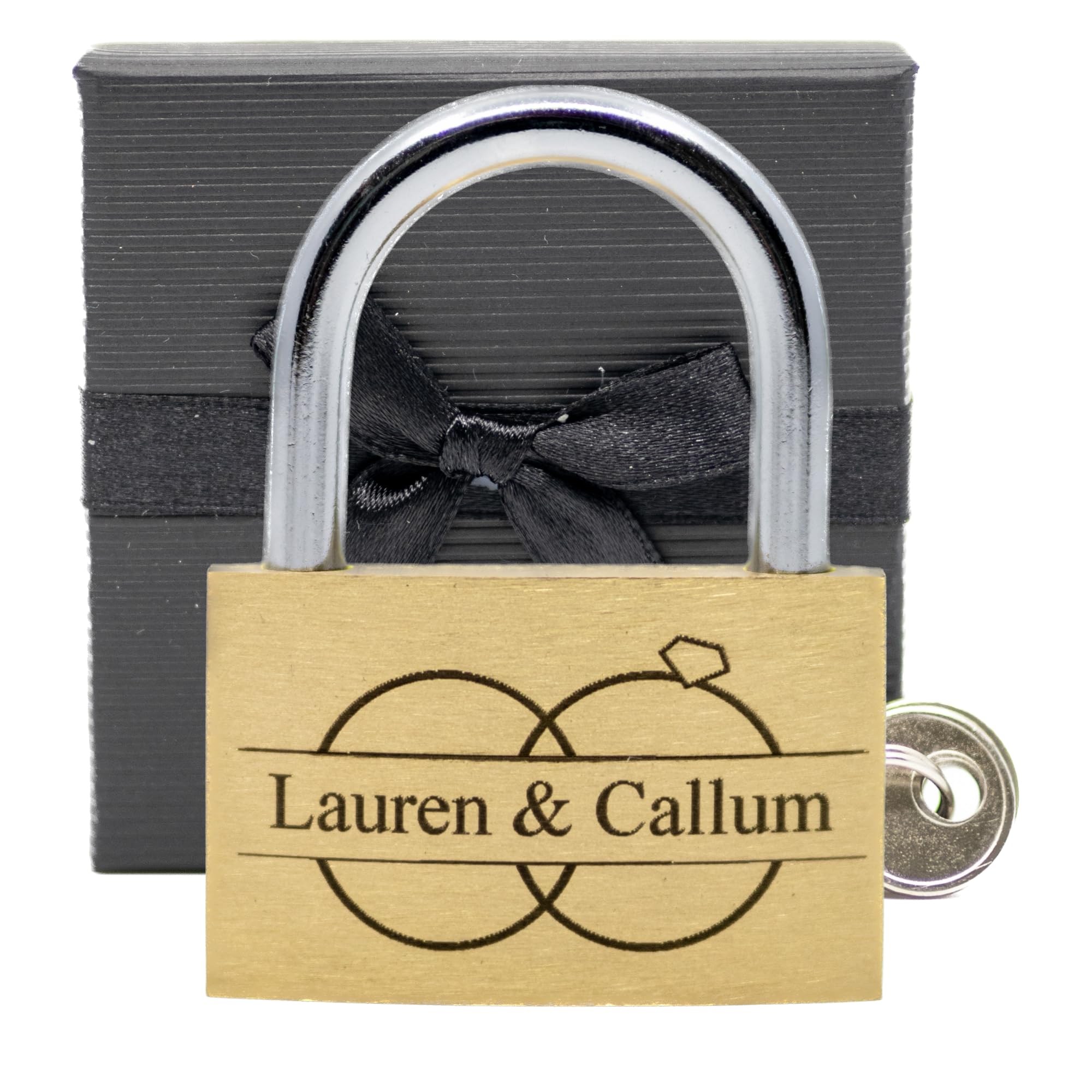 Engraved Love Padlock, 23 Styles, Bold Permanent Engraving + Gift Box. 40mm. Locks of Love ♡ (Rings, 40mm)