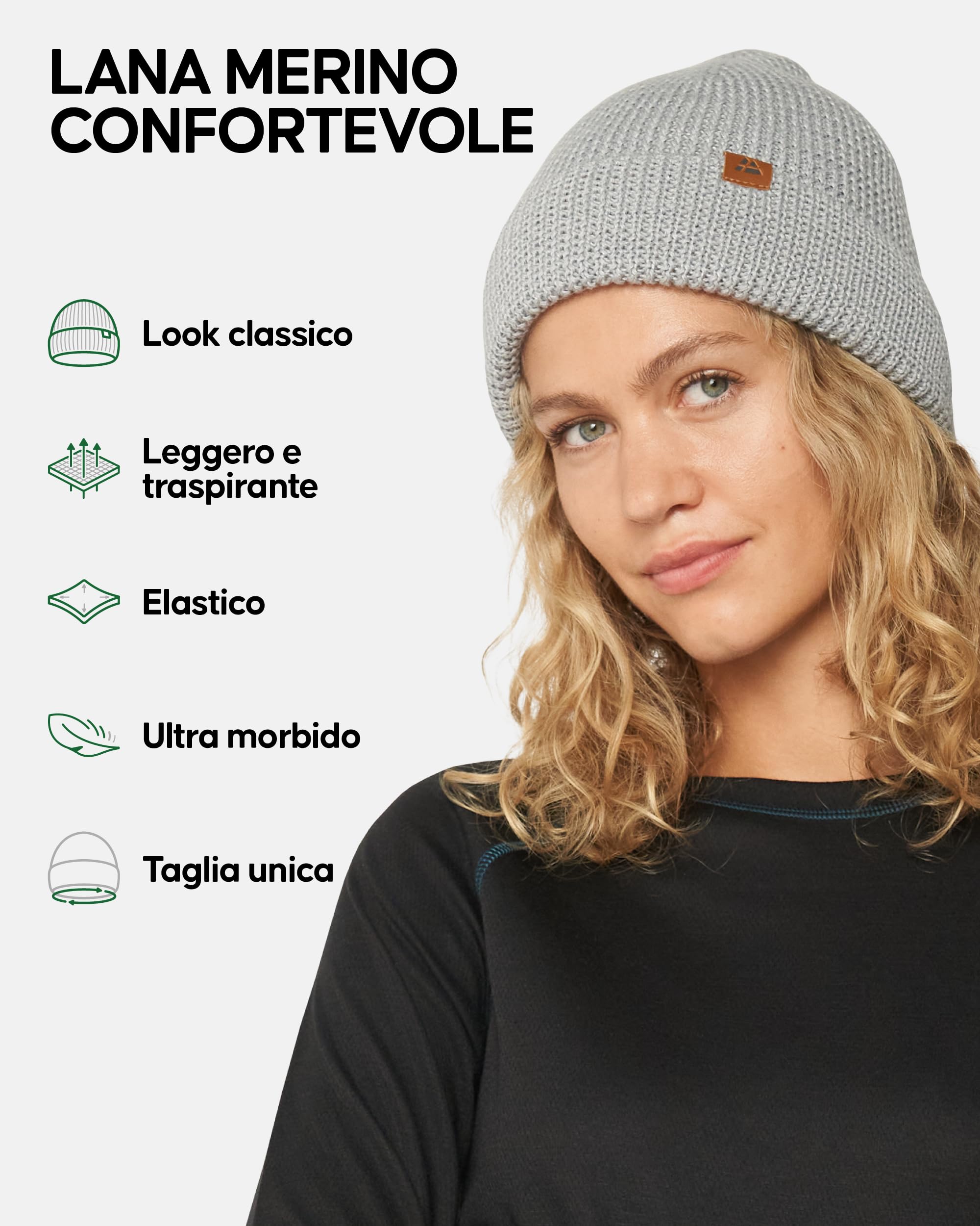 DANISH ENDURANCE Cappello Lana Merino, Berretto Beanie in Maglia Termica, da Uomo e Donna
