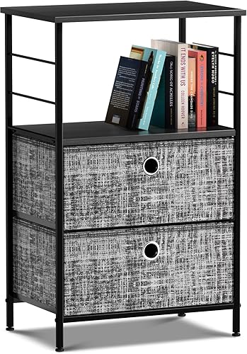 Miniatura 1 de Sorbus - Mesita de noche con 2 cajones - Mesita de noche y mesa lateral para el hogar. Accesorios de dormitorio, oficina, dormitorio universitario,