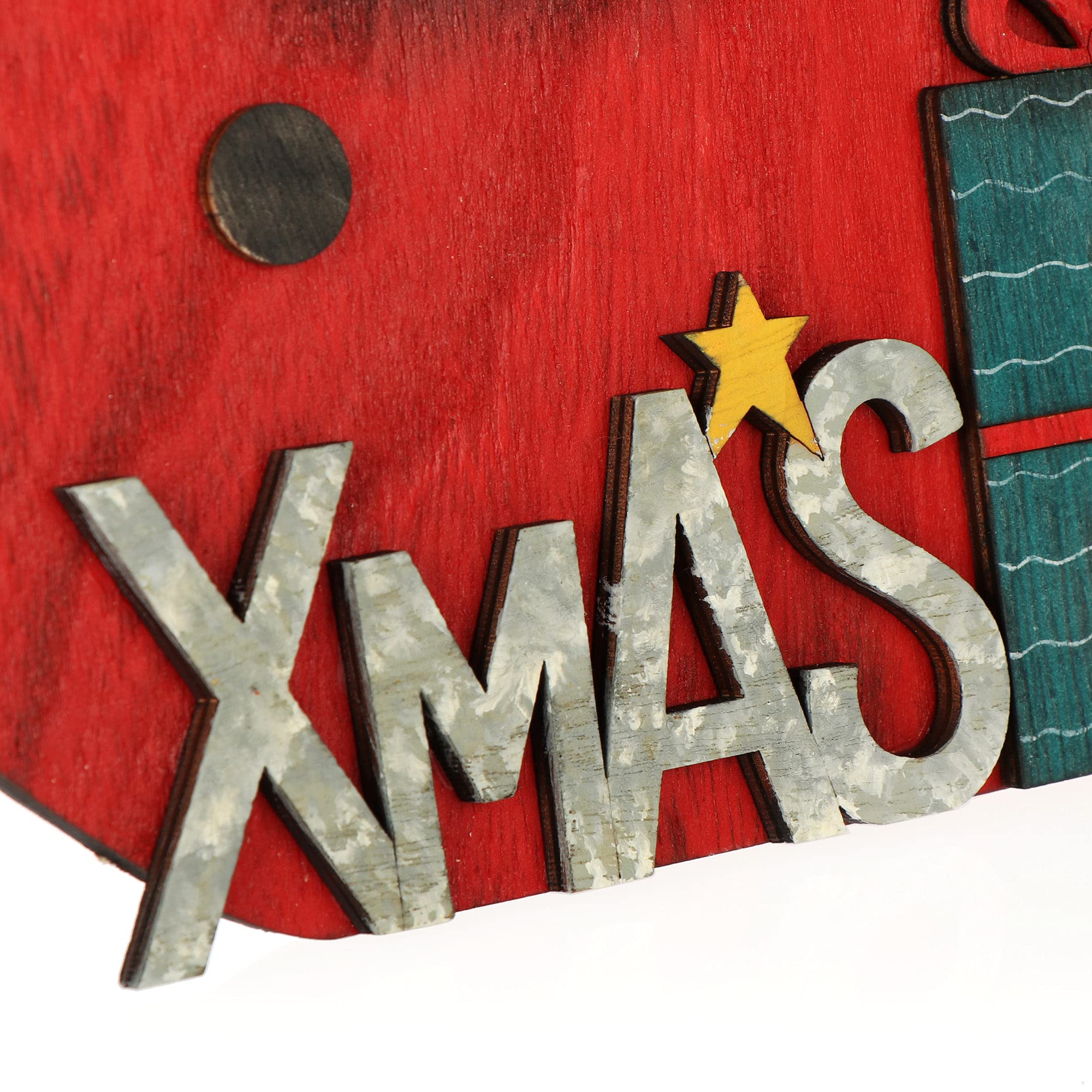 COM-FOUR® Decoratief display voor Kerstmis - sneeuwpop gemaakt van hout