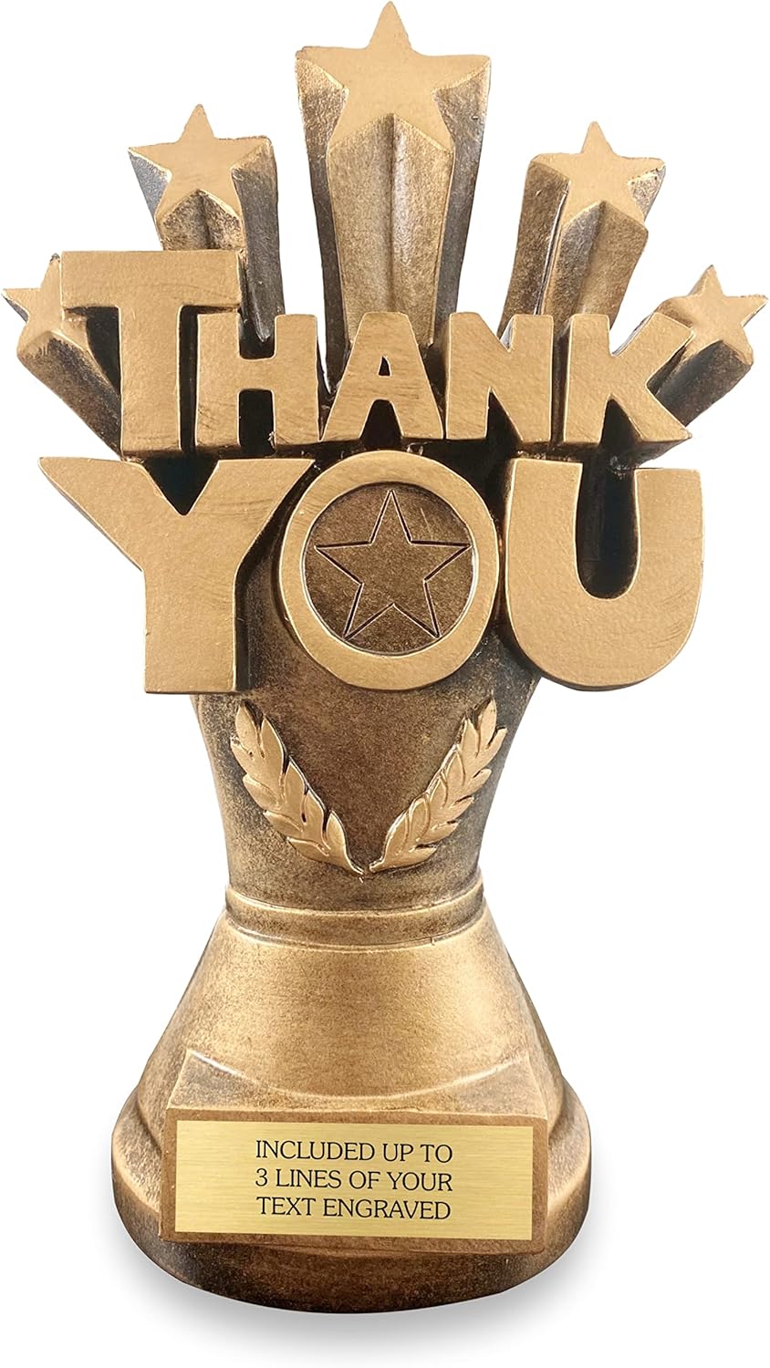 Employee Awards and Recognition Thank You Trophy - Personalized 8.5-Inch Award with Custom Engraved Plate - Perfect for Employee, Volunteer, Sponsor, or Appreciation Gifts - Customize Now