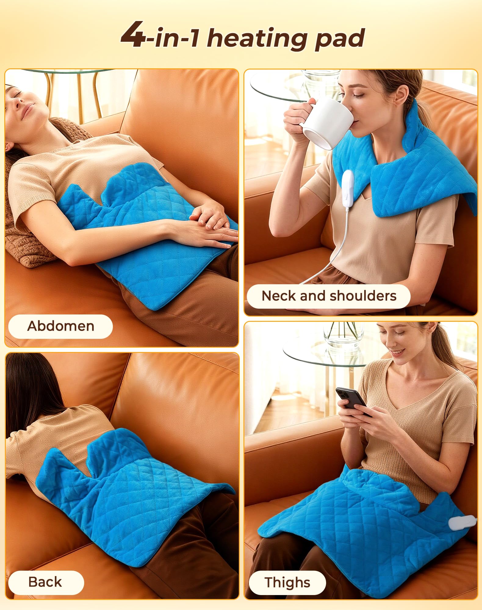 UTK Almohadilla térmica para cuello y hombros, hasta 70 °C, alivio más profundo del dolor, almohadilla de calor de hombro de 1.4 libras con 6 niveles de calefacción, temporizador de apagado automático