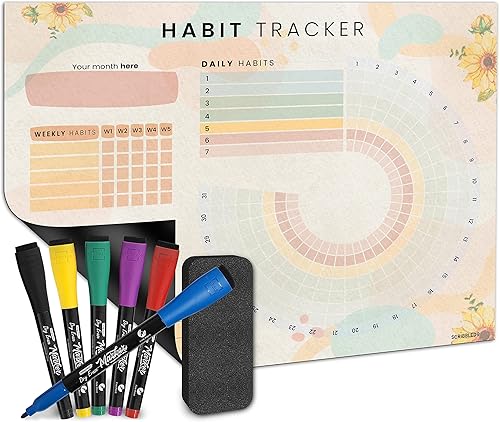 Hábit Tracker Diario de Motivación de Entrenamiento Calendario de Refrigerador Borrado en Seco 13 x 17 pulgadas, Imán de Seguimiento de Objetivos de
