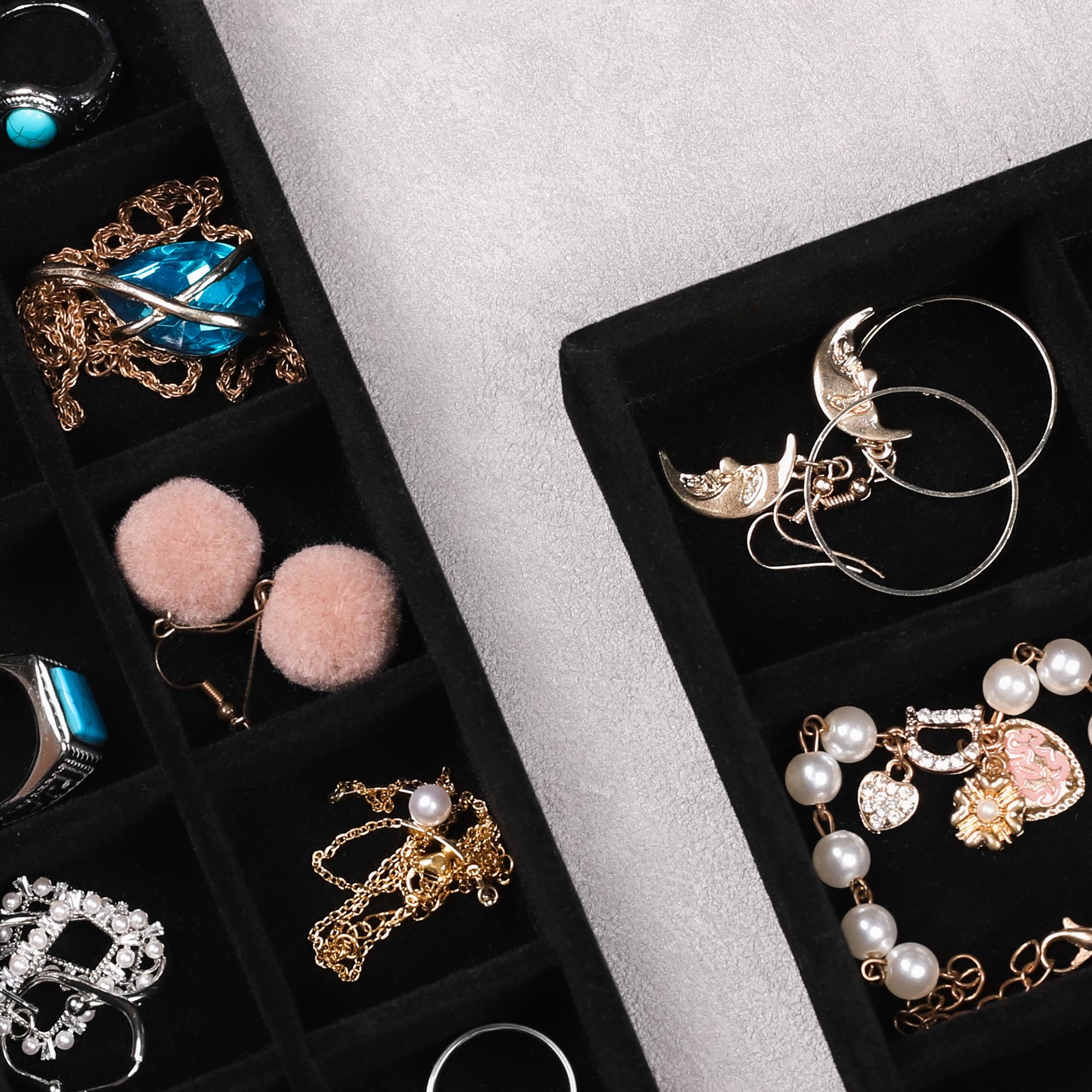 Frebeauty Vassoi Per Gioielli Organizzatore Velluto Gioielli Storage
