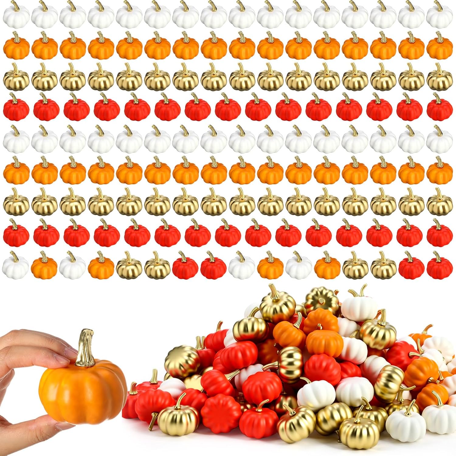 Amazon.com: Vicenpal 144 Pcs 2.4 Inch Fall Artificial Pumpkins Craft ...