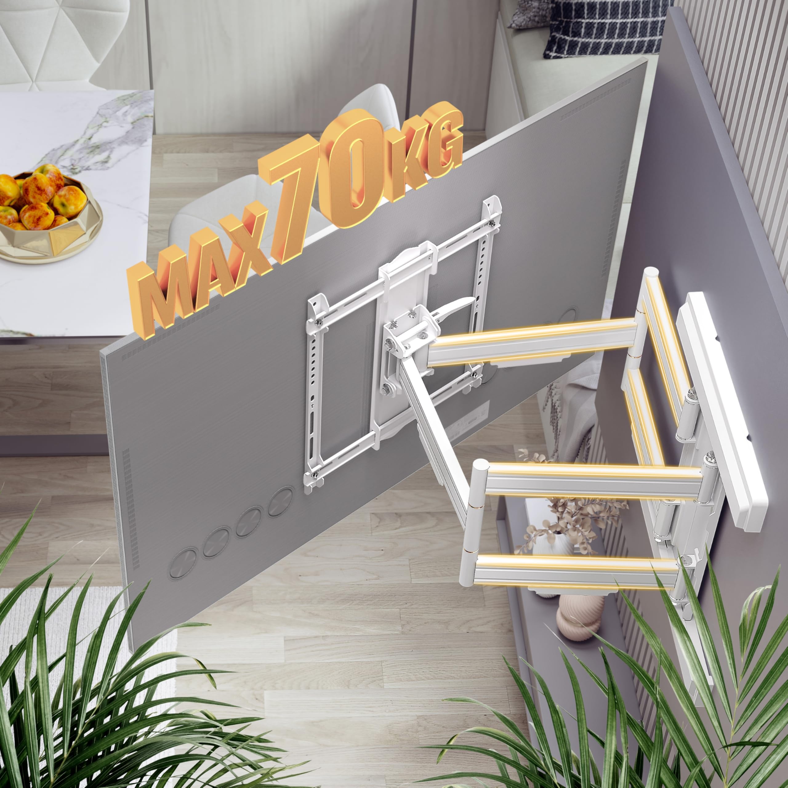 RICOO Soporte TV Pared Giratorio Inclinable Televisión 55-95" (140-241cm) S7544-W Brazo Universal Televisor LED/LCD/Curvo VESA 200x200-400x400