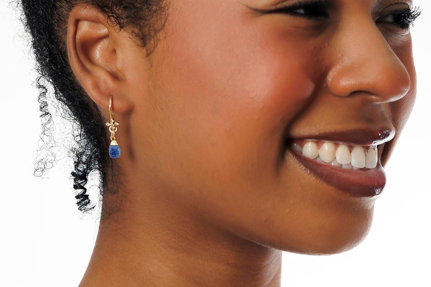 Blue Sapphire Earrings for Women in Raw Stone Drop Shape - 18K Gold Vermeil, Certified 925 Sterling Silver Earring - Hypoallergenic Gold Jewelry for Women, Mothers Day Gifts