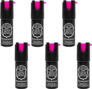 POLICE MAGNUM Small Hot Pink Pepper Spray Self Defense- Max Heat Strength- 10-12ft Range (6 Pack 1/2oz HP Twist Lock)