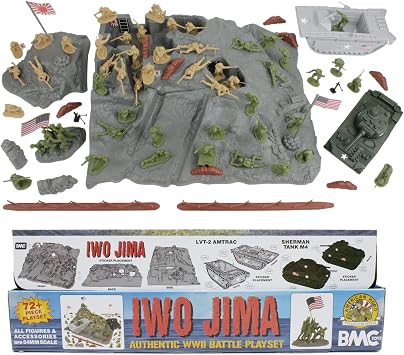 BMC WW2 Iwo Jima Plastic Army Men - Island, Tanks & Soldiers 72pc Playset