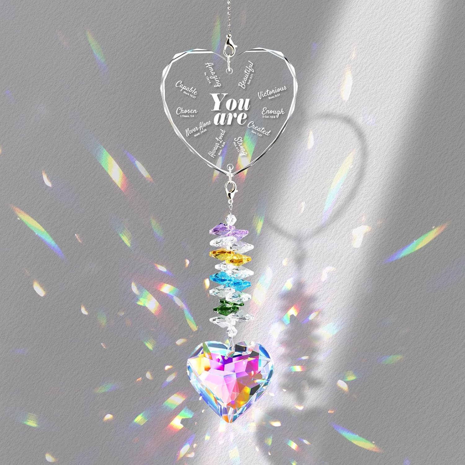 Christian Gifts for Women Men, Bible Verse Crystal Suncatcher Indoor Window Hanging Decorations, Religious Christian Birthday Gifts, Baptism Gift, Inspirational Spiritual Gift for Family Friends - Image 2