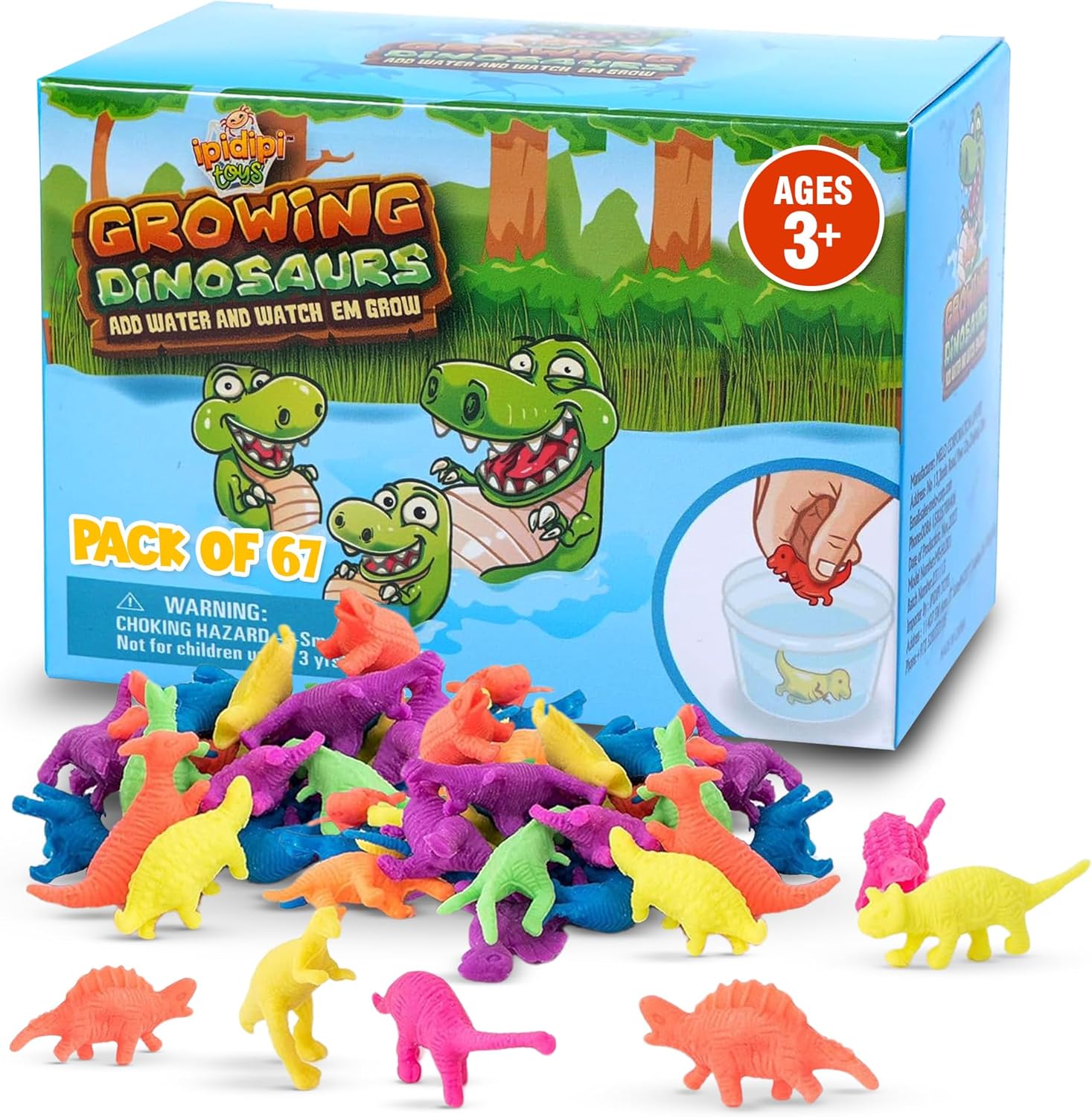 IPIDIPI TOYS Water Growing Dinosaur Toys for Kids 67 Pack Dinosaur Party Favors