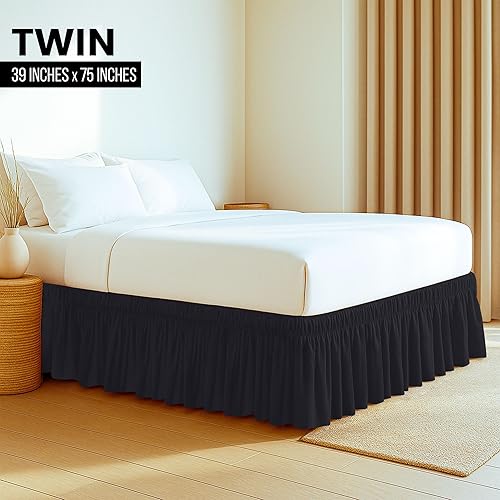 Vista 2 de Utopia Bedding Falda de Cama Elástica Twin - Volante de Fácil Colocación - Falda de Cama de Microfibra con Cinturón Elástico Ajustable Caída