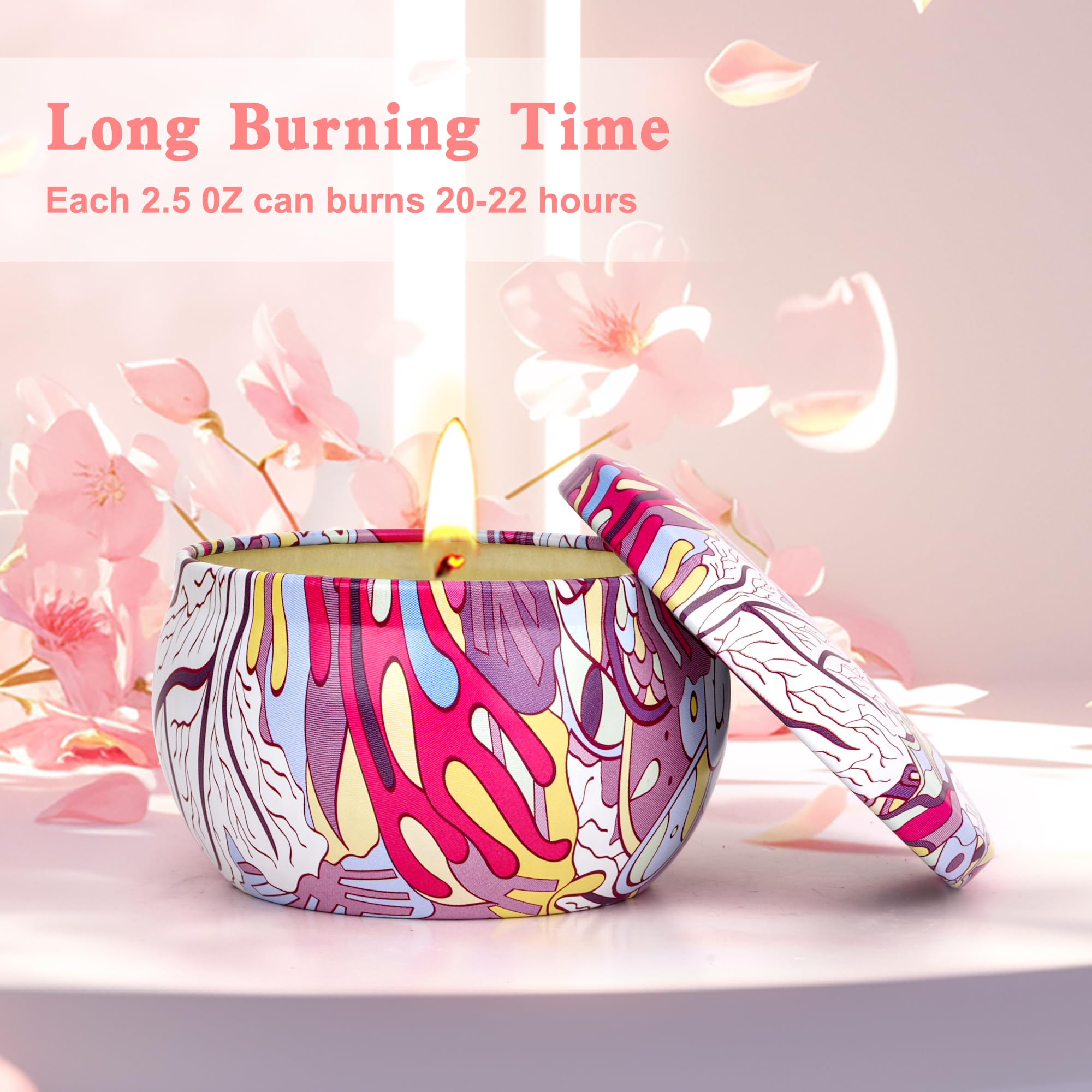 Lot De 9 Bougies Parfumées Cire De Soja - 180h Brûlage - Parfums Fleuris - Cadeau Femme - Maison, Fête, Relaxation
