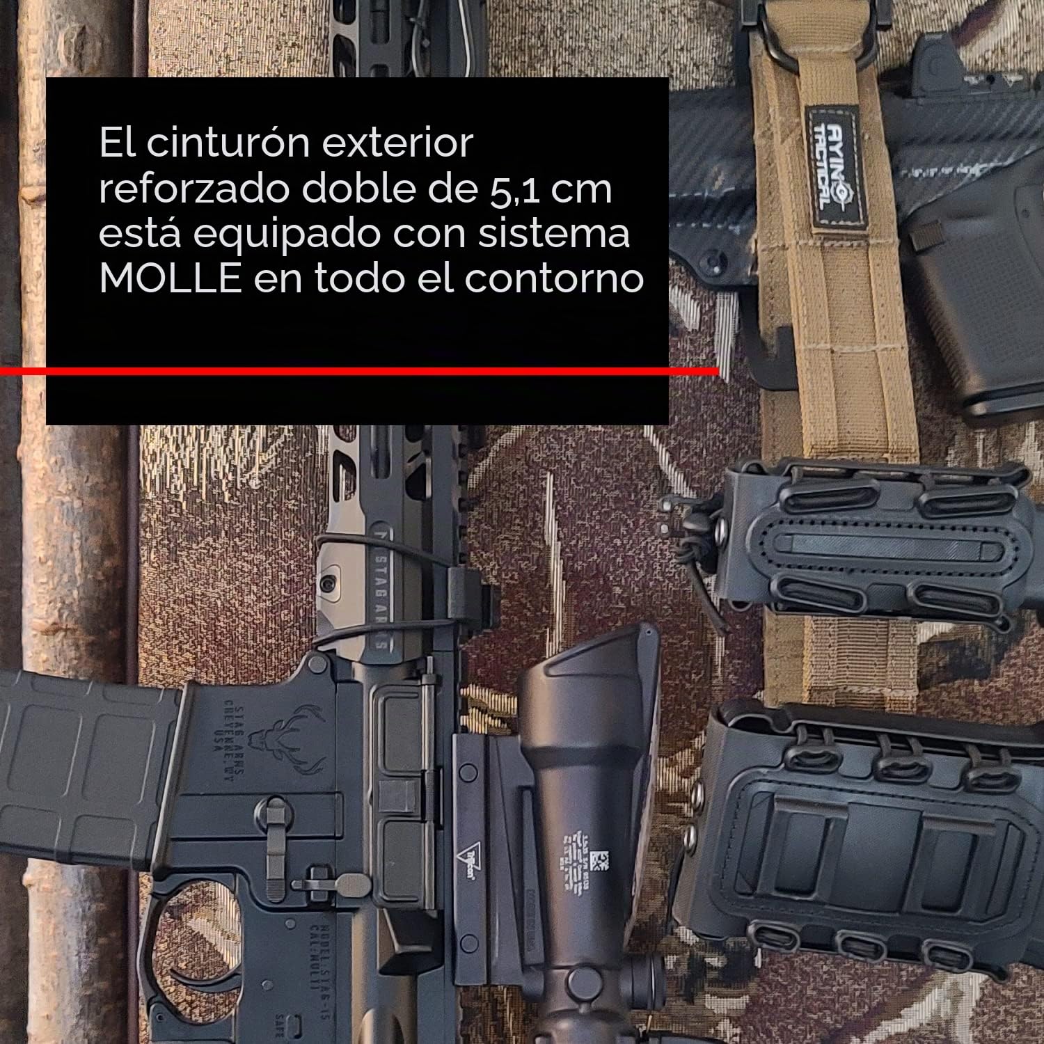 AYIN Cinturón táctico Molle de liberación rápida de 1.5 pulgadas interior y 2 pulgadas de rango exterior táctico resistente
