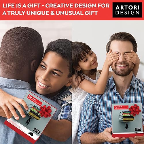 Miniatura 9 de "Superestante" de Artori Design - Estantería flotante de metal con superhéroe en negro, oculta, estantería invisible, estante para libros único,