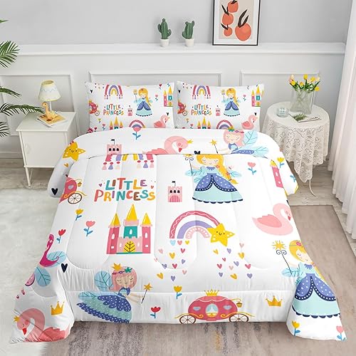 Miniatura 26 de Datura home Juego de Ropa de Cama Edredón Cielo Estrellado Unicornio Patrón Estampado Colcha con 1 y 2 Fundas de Almohada para Dormitorio de Niñas
