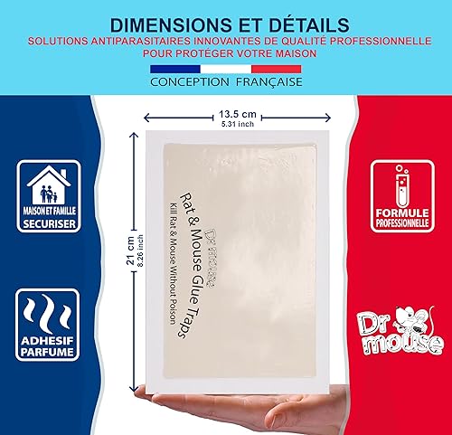 Miniatura 3 de Dr Mouse - Trampa de pegamento para ratones e insectos - Paquete de 12 trampas para ratones - Tablero de pegamento - Bandeja adhesiva para atrapar