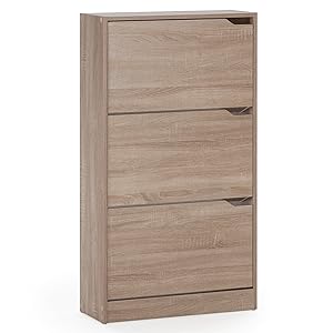 Mueble Zapatero Ángel 3 Puertas Color Roble, para 18 Pares, 63 cm (Ancho) 24 cm (Profundo) 115 cm (Altura)