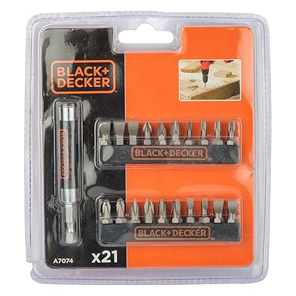 Black + Decker A7074 20-Piece Screwdriver Bit Set with Magnetic Drive Guide & Bit Holder for Home, DIY & Professional Use, 6 Month Warranty, ORANGE & BLACK