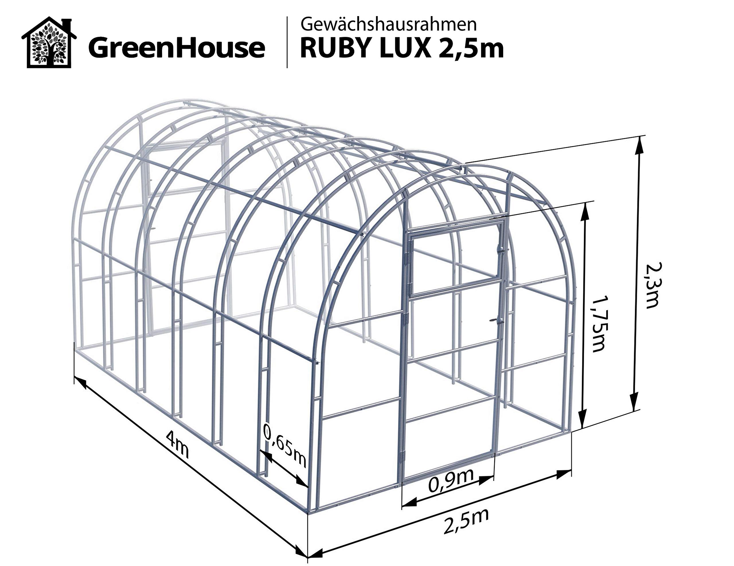 Invernadero Jardín Ruby 2.5x4 Metros 10 M² Policarbonato Transparente 4mm, Marco Acero, Varios Modelos y Tamaños, Ideal Huerto Plantas y Cultivos — view 2