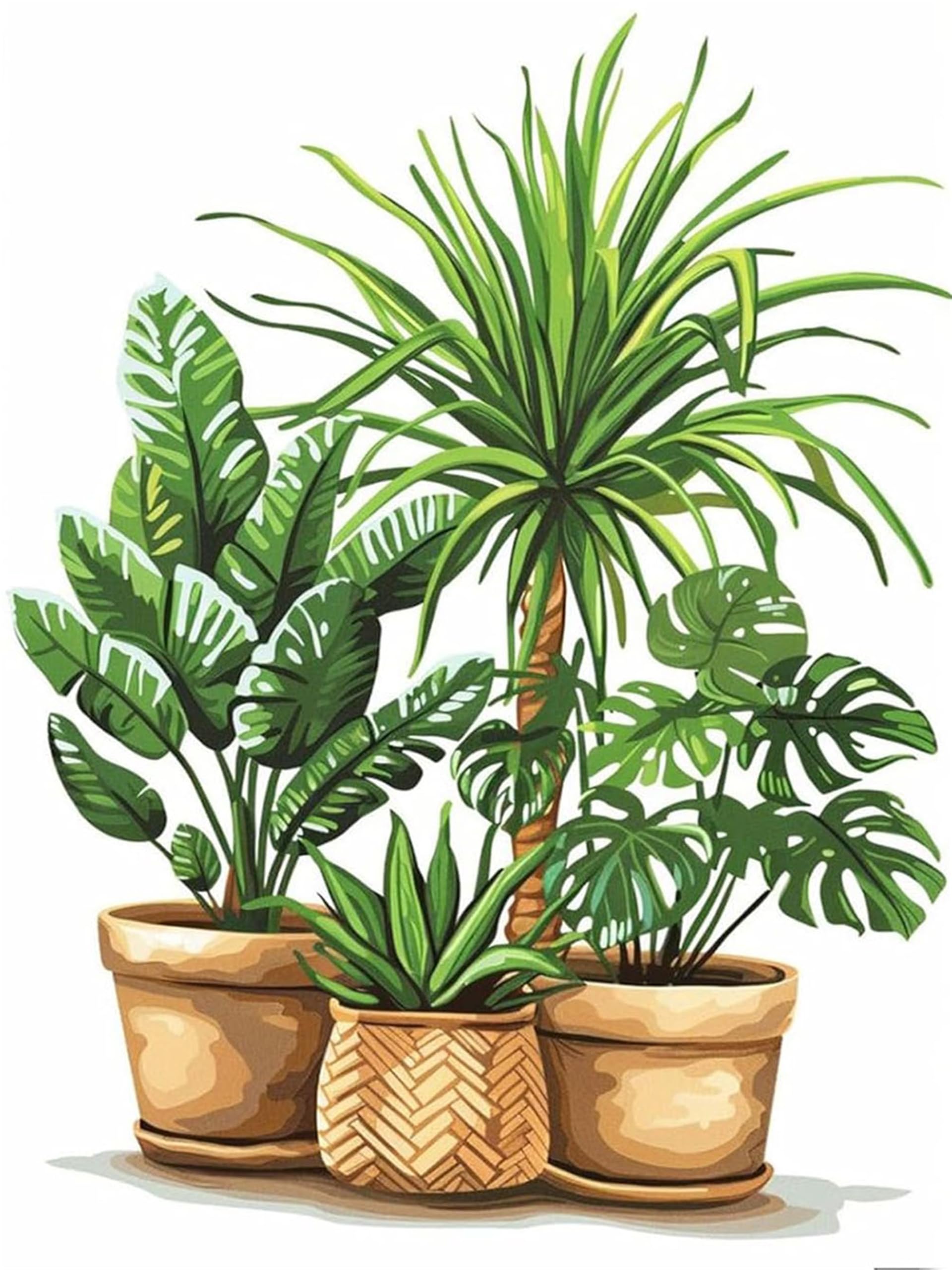 Hefeis Potted Plants Diy Paint By Numbers Kits For Adults, Painting Kit On Canvas,Green Plants Color By Numbers,Large Adult Paint By Number For Home Wall Decor,Gifts (Potted Plants)