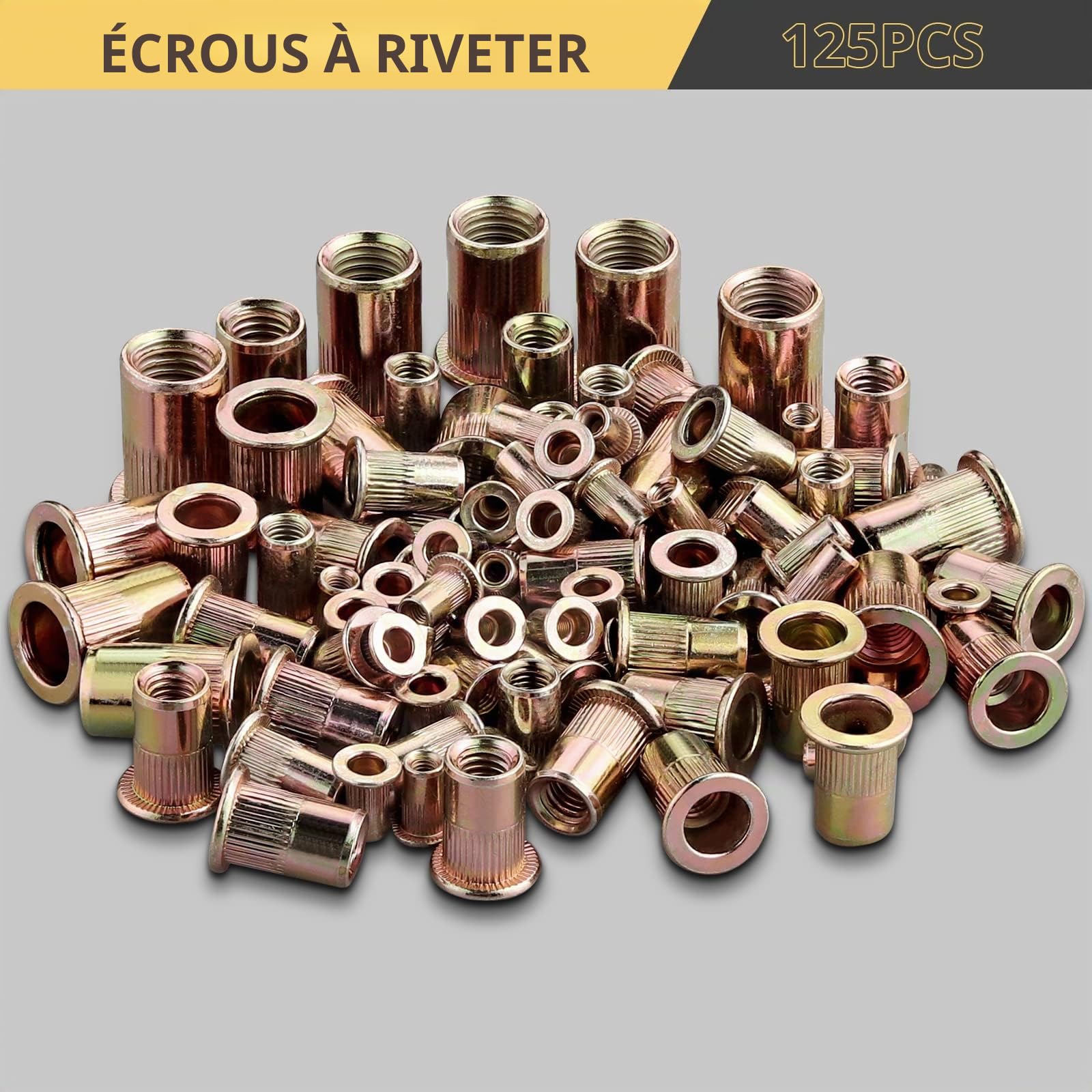 AMTOVL Pince à Riveter Écrou 13” Pince à Insert Fileté Ecrou a Sertir M3 M4 M5 M6 M8 M10 Pinces à Rivets Inserts Écrous en Acier au Carbone avec clé