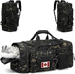 3 in 1 Tactical Travel Duffle Bag Backpack for Men Women 40-45L Expandable Gym Bag & Sport Duffel Bags for Travel with Shoe Compartment & Wet Pocket, Weekend Overnight Bag for Caming, Camo