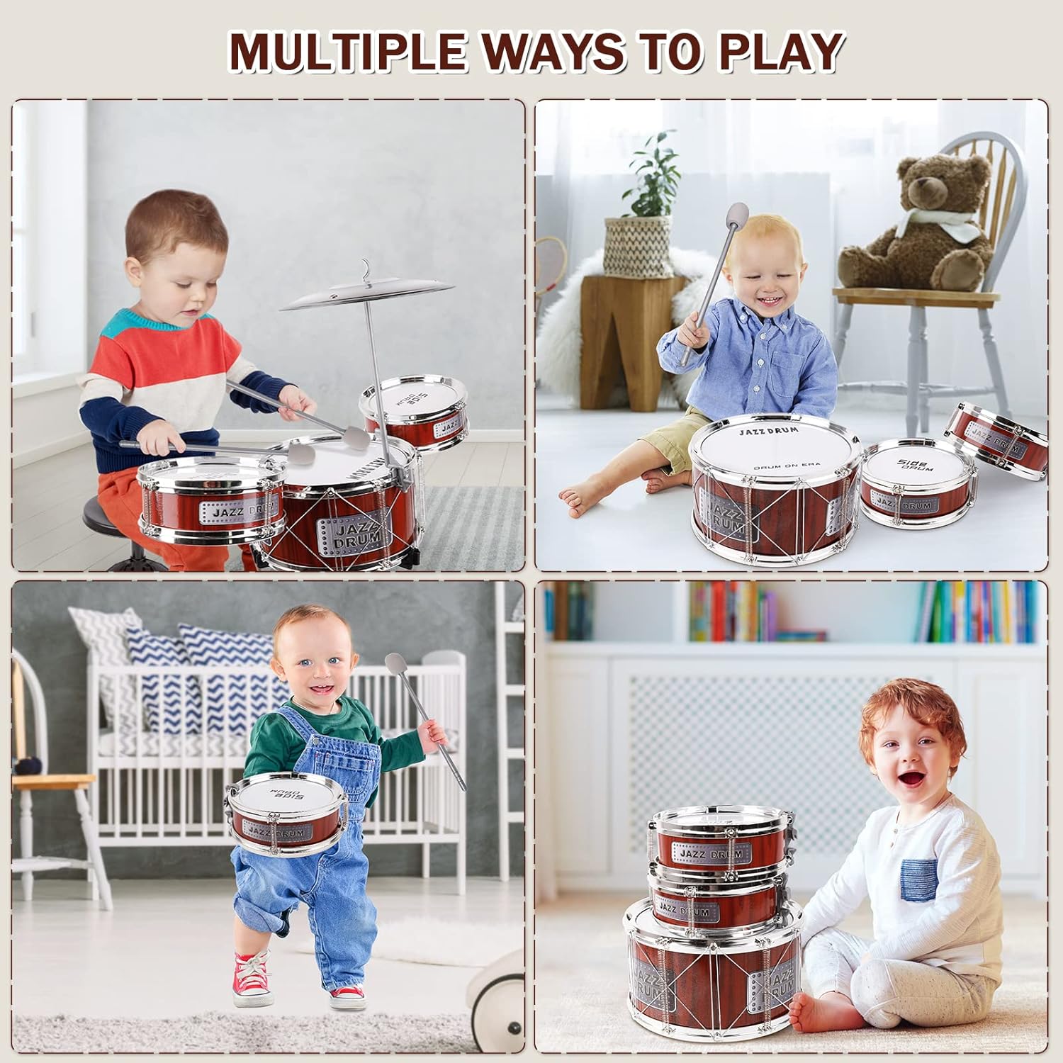 PerKidern Kids Drum Set Musical Toys Drum Set for Toddlers aged 1-3 Drum Kit Musical Instruments Toys for Boys Girls Birthday Christmas Gifts : Toys & Games