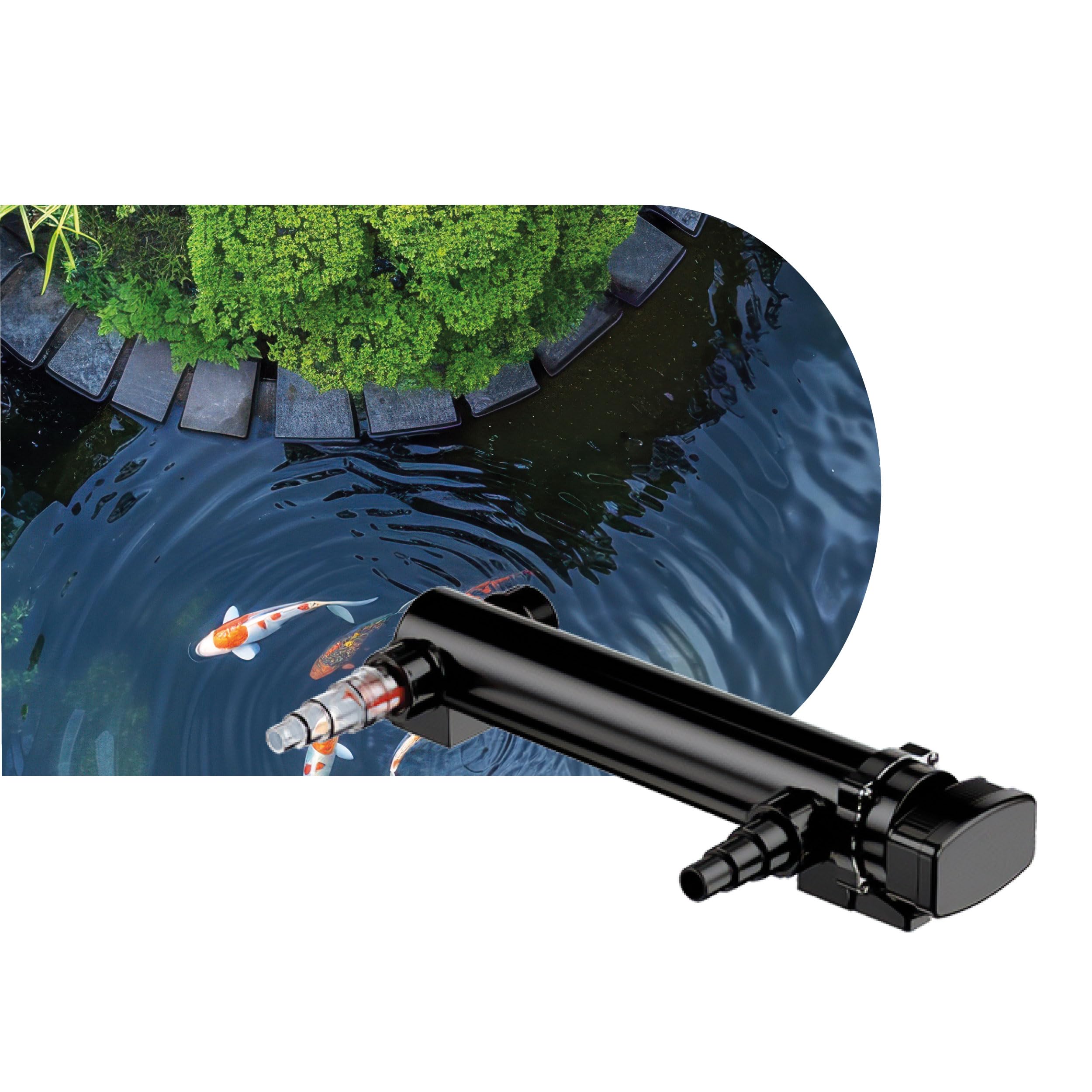 AQPOND UV-Sterilisator für Teiche – UV-C Klärer zur Algen- und Grünwasserkontrolle – Sterilisationssystem für Teiche, Gartenteiche und Brunnen, 7000 l/h, 36 Watt