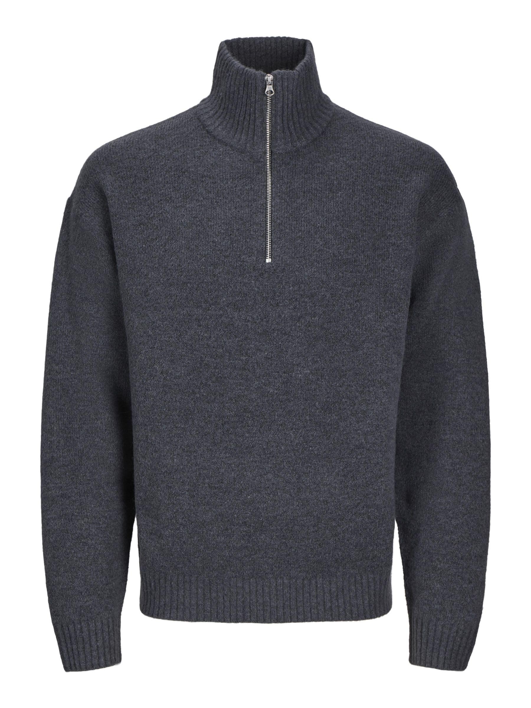 JACK & JONES Male Quarter Zip Plain Quarter Zip, Iron Gate, M