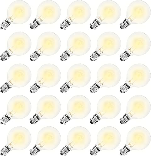 Miniatura 9 de Paquete de 50 bombillas G40 de repuesto, 120 V 5 W globo transparente G40 de repuesto para exteriores, bombillas incandescentes vintage con base de