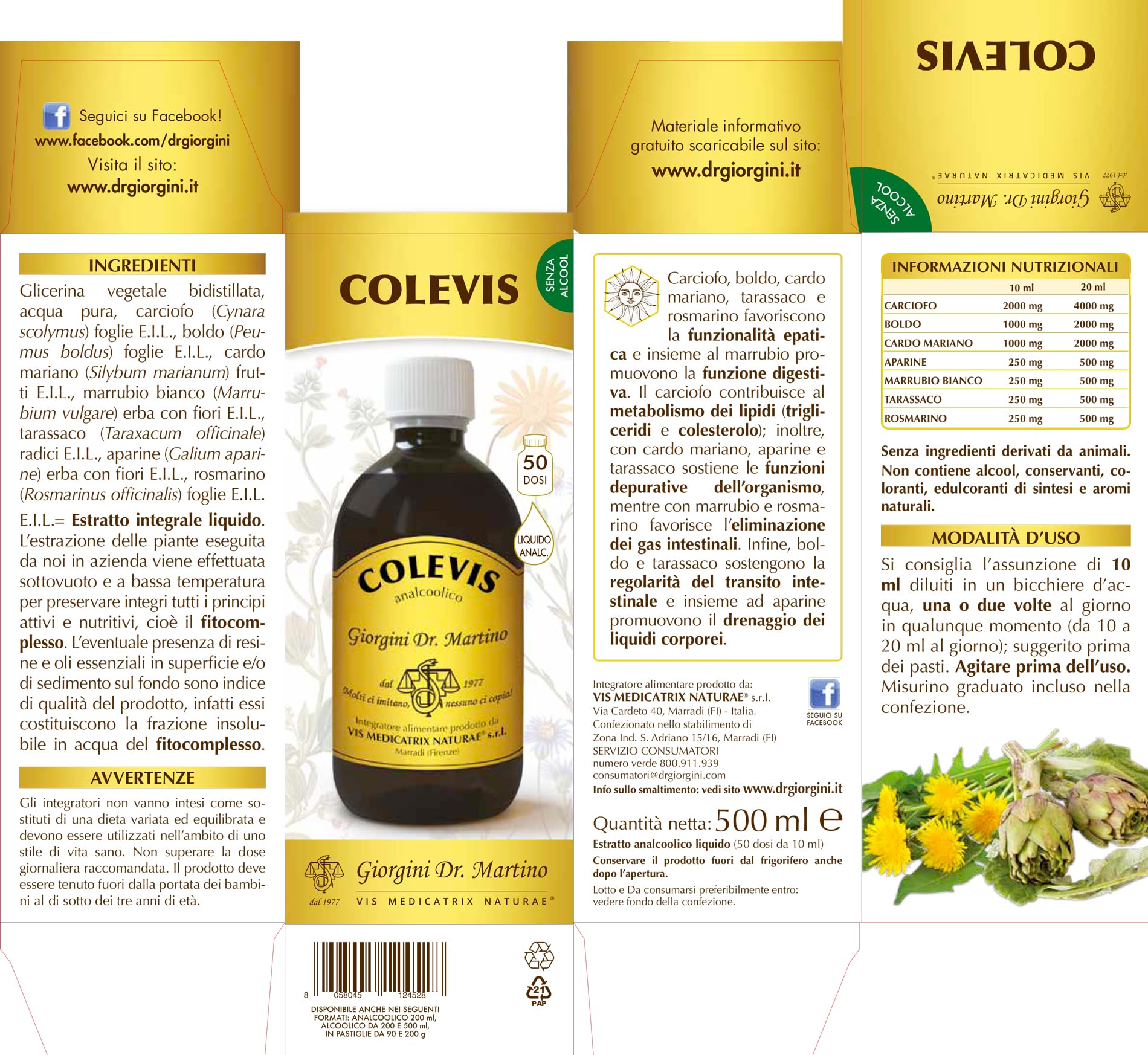 Dr Giorgini COLEVIS liquido analcolico - 500 ml