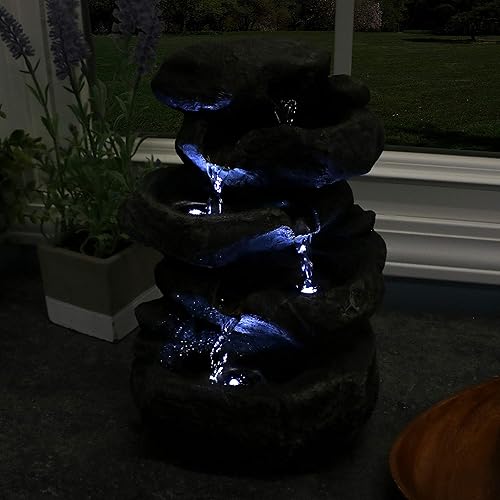 Miniatura 9 de sunnydaze Stacked Rocas mesa Fuente de agua con luces LED, 10.5 inch